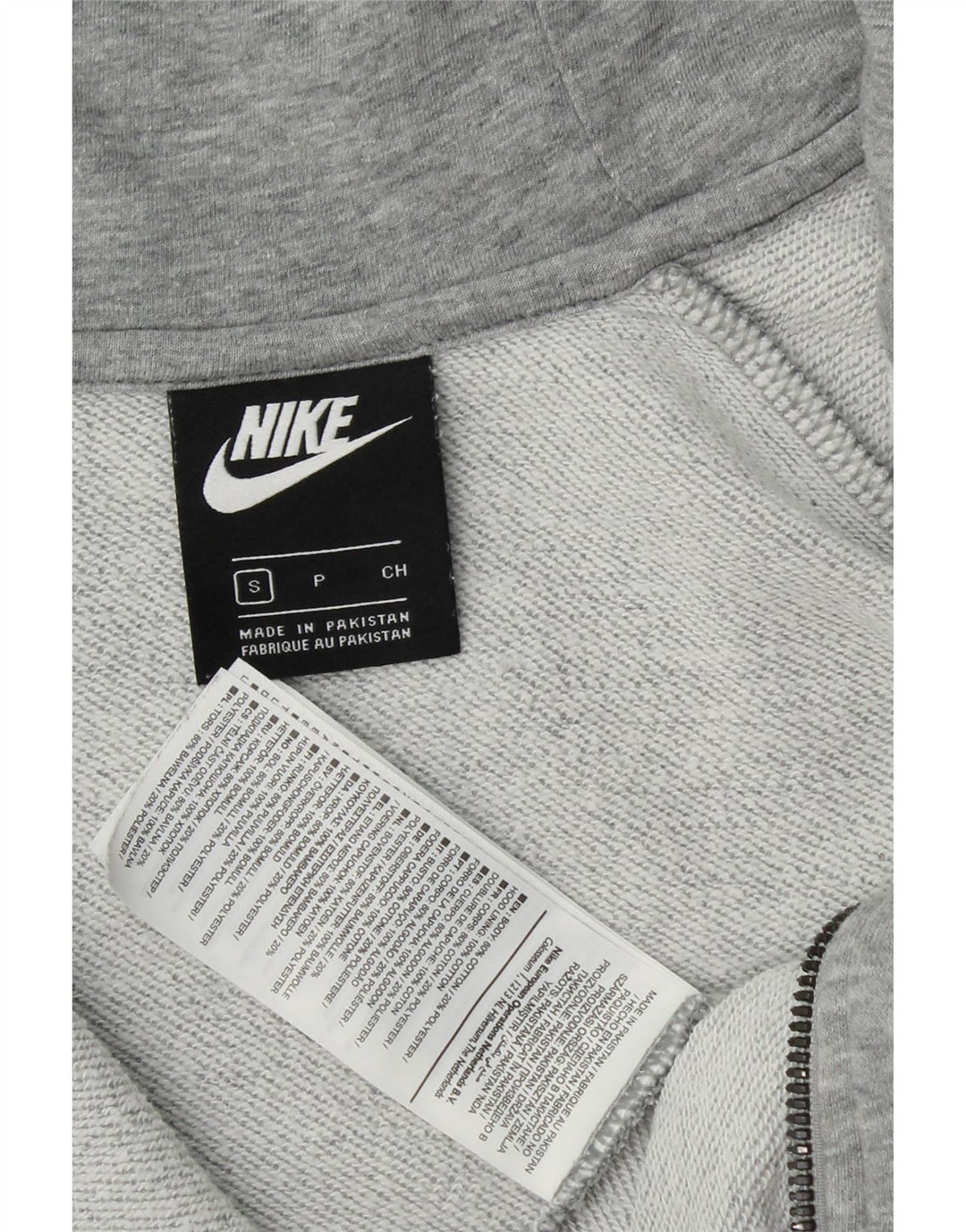 NIKE Womens Oversized Zip Hoodie Sweater UK 10 Small Grey Cotton Vintage Nike and Second-Hand Nike from Messina Hembry 