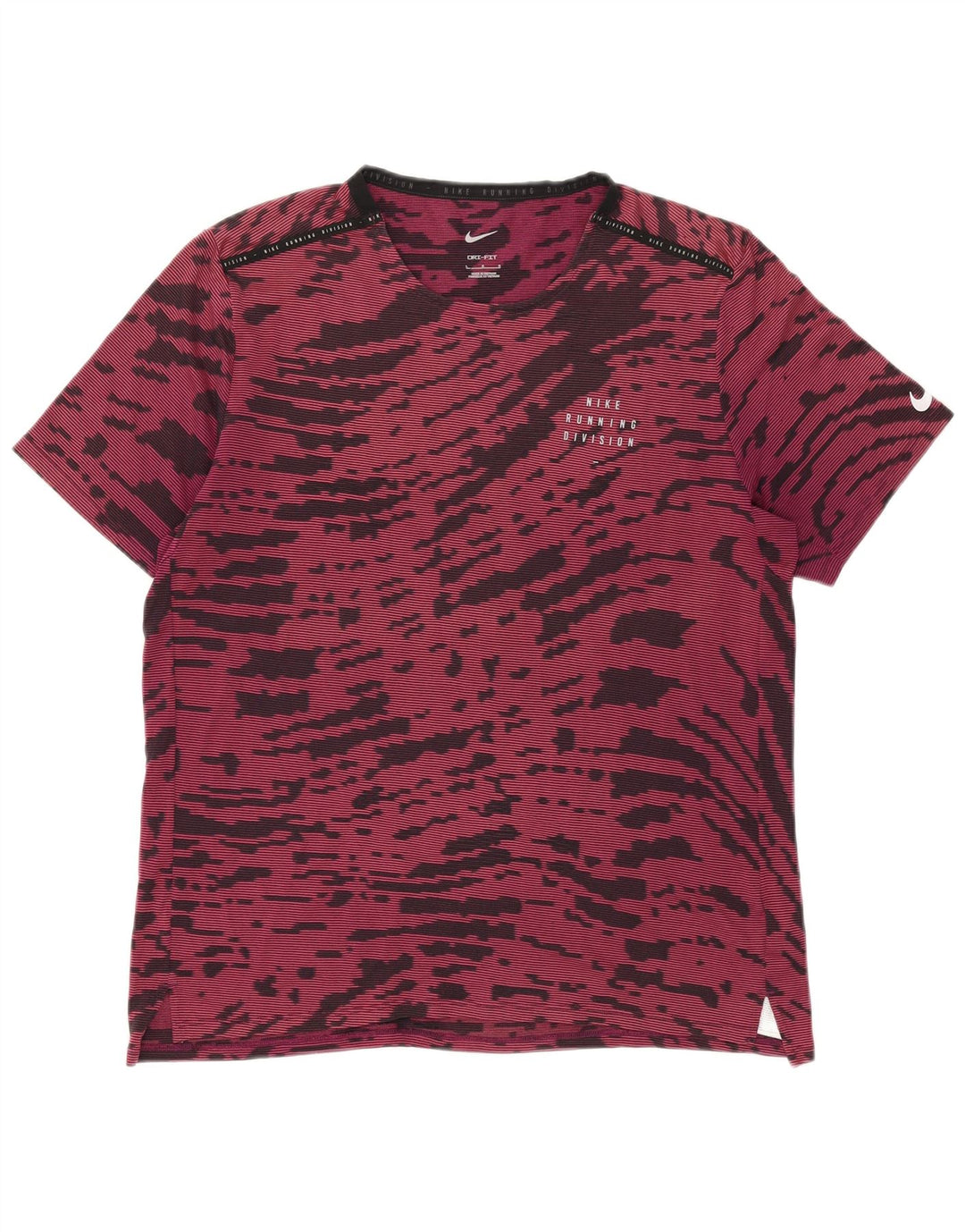 Nike Herre Dri Fit T-shirt Top Large Burgundy Tie Dye Polyester