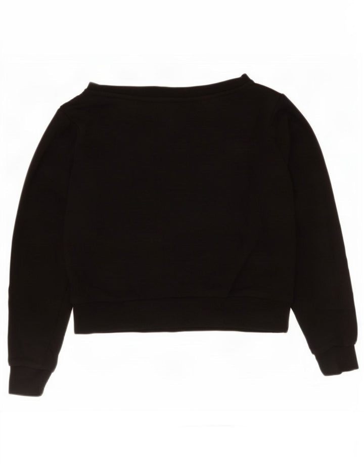 Guess Womens Crop Graphic Sweatshirt Jumper UK 14 Medium Black Bomuld