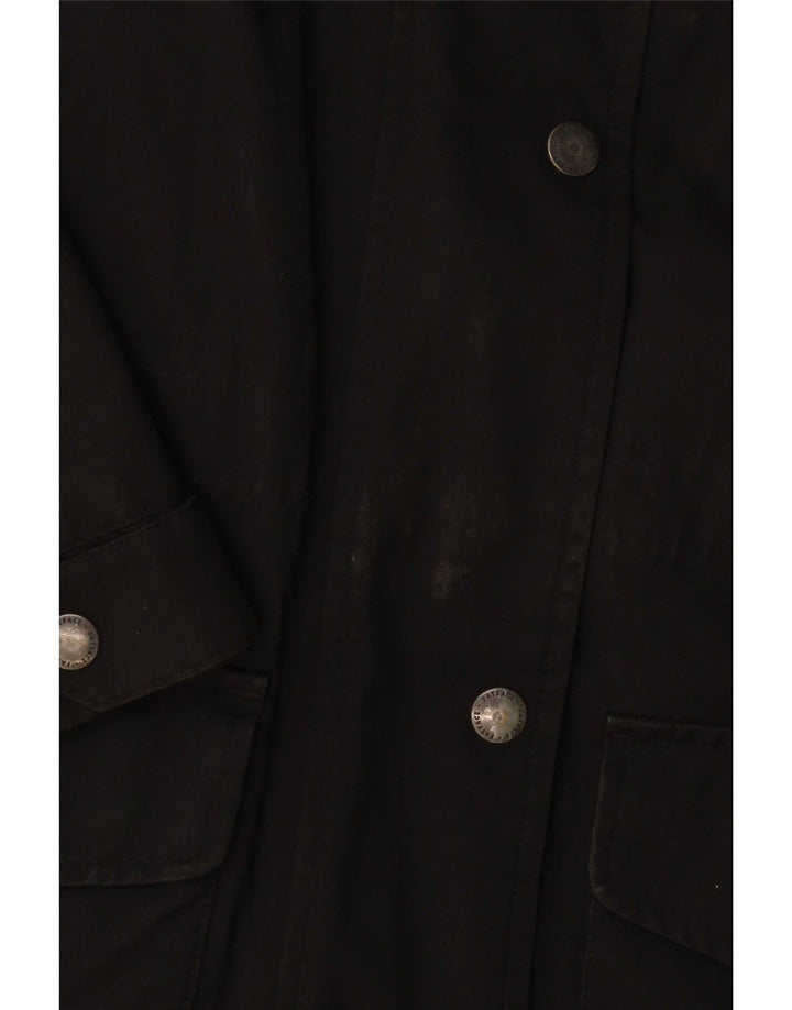 Fat Face Dame Hooded Parka Jacket UK 12 Medium Sort Bomuld