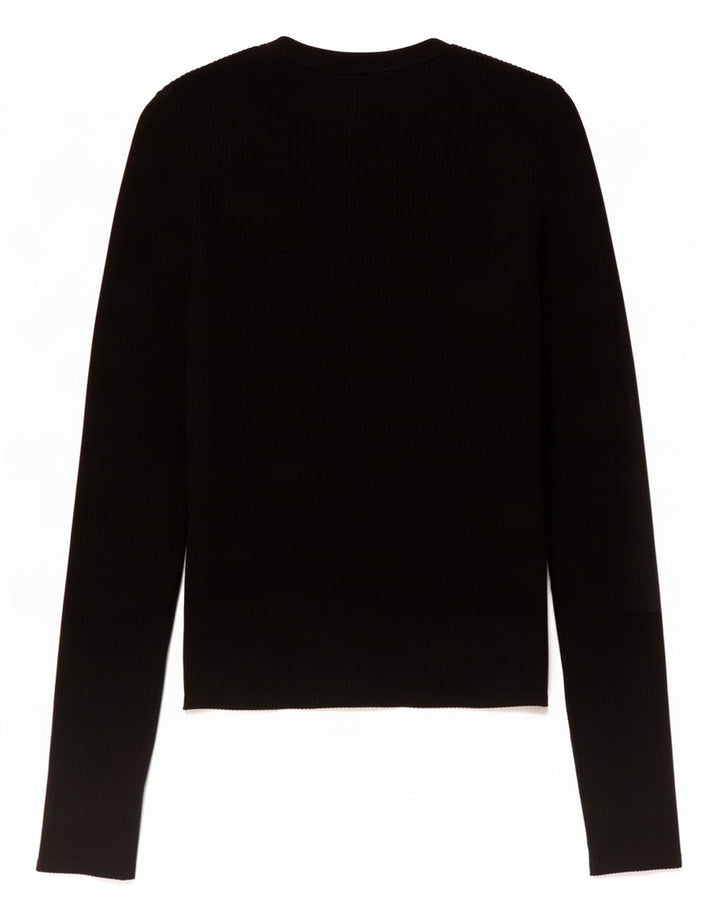 Zara Womens Crop Top Langærmet UK 12 Medium Black Viscose