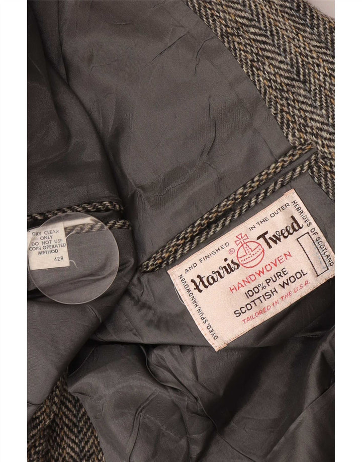 Harris Tweed Herre Regular Fit Blazer Jacket UK 42 Medium Grey Herringbone