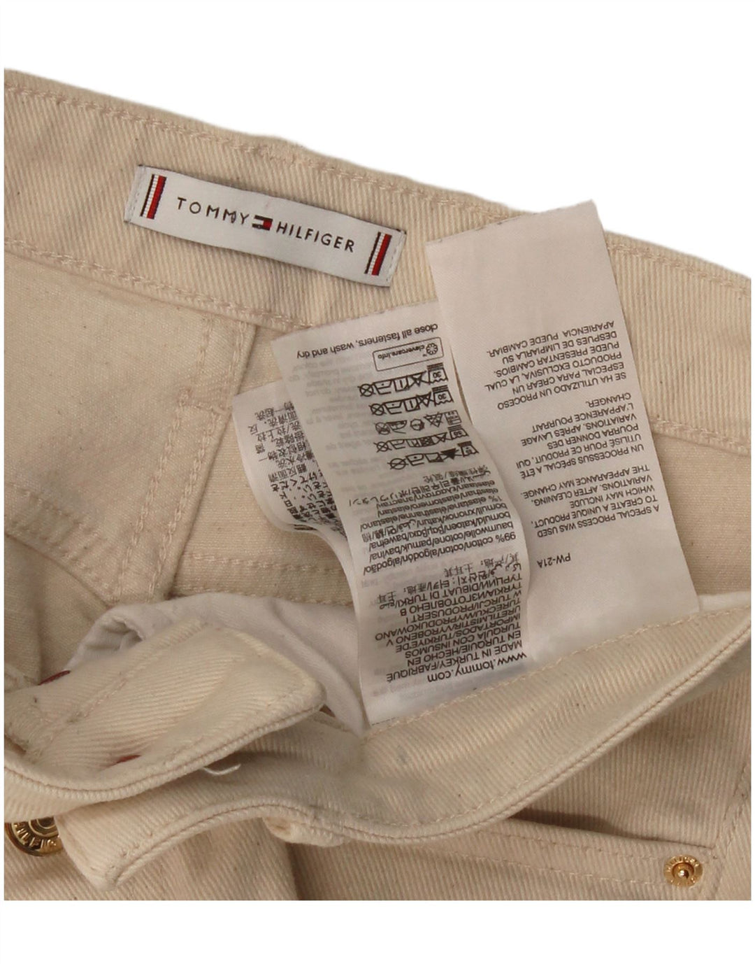 TOMMY HILFIGER Dame jeans W26 L30 Beige Bomuld