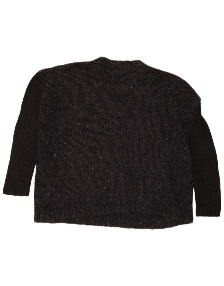Topshop Dame Oversized Crew Neck Jumper Sweater UK 10 Small Grey Flecked