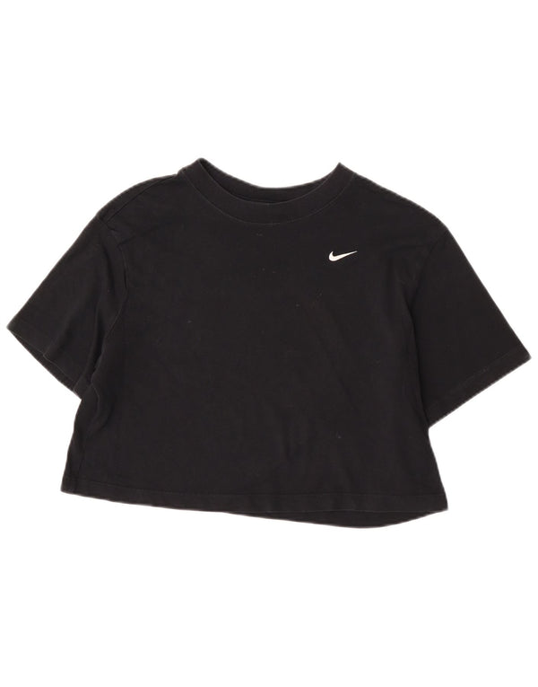 Nike Womens Crop Oversized T-Shirt Top UK 6 XS Sort Bomuld