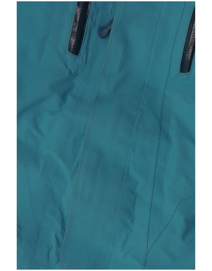 Berghaus Dame Hætte Oversized Regnjakke UK 10 Lille Blå Nylon