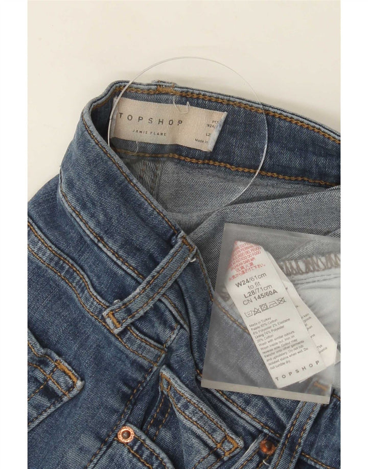 Topshop Dame Jamie Flared Jeans W24 L28 Blå Bomuld