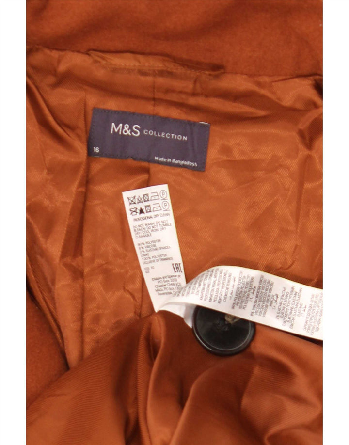 Marks & Spencer Dameoverfrakke UK 16 Stor brun polyester