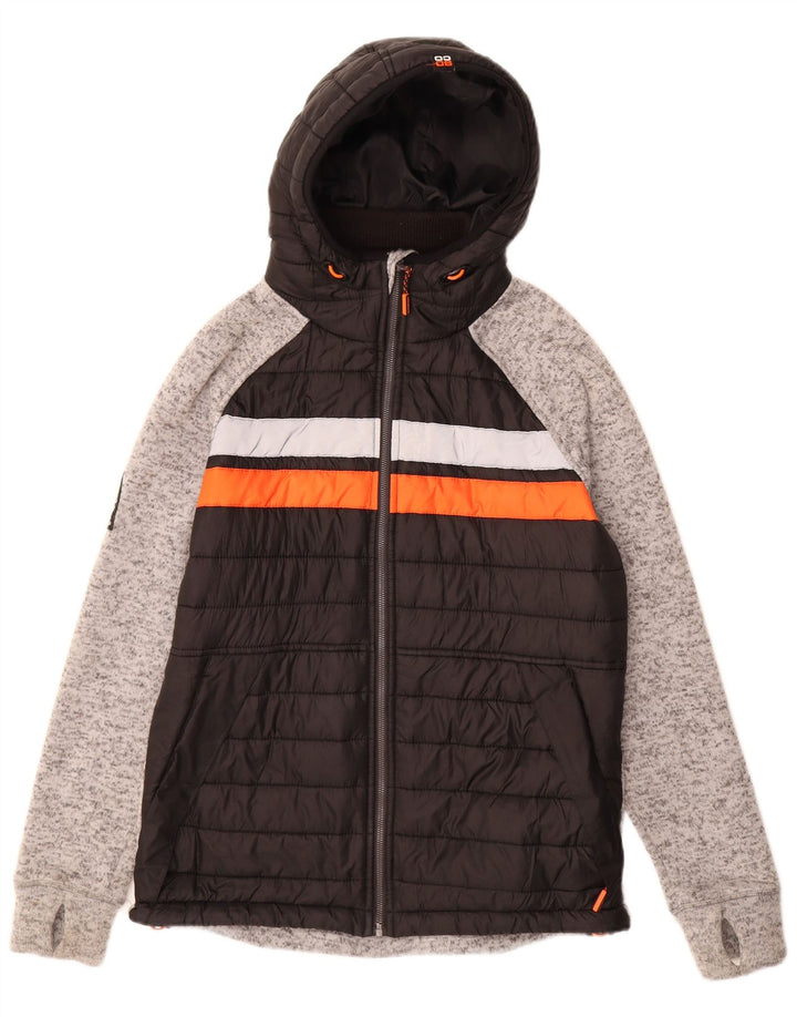 Superdry Windbreaker-jakke med hætte til mænd UK 38 Medium Black Polyester