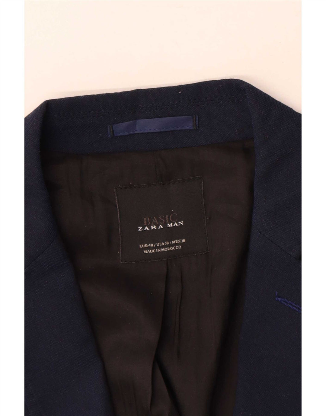 Zara Herre 2-knaps blazerjakke EU 48 Mellem marineblå polyester