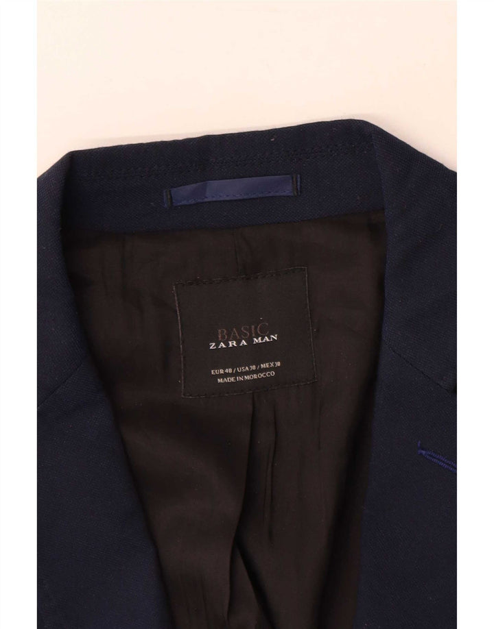 Zara Herre 2-knaps blazerjakke EU 48 Mellem marineblå polyester