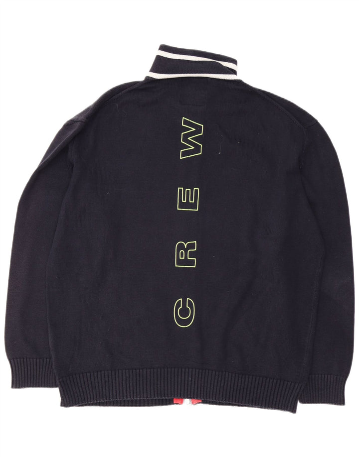 Murphy & Nye Herre grafisk cardigan sweater 2XL marineblå bomuld