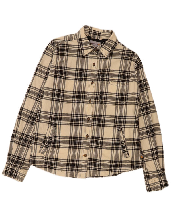 Carhartt Dame Lumberjack Flanel Shirt UK 6 XS Beige Ternet Bomuld