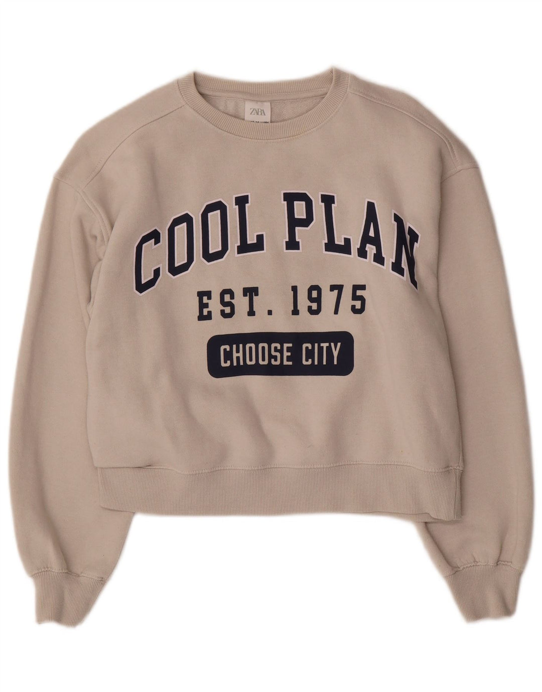 Zara Girls Crop Graphic Sweatshirt Jumper 13-14 år Hvid