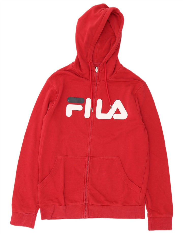Fila Herre grafisk hættetrøje med lynlås, medium rød bomuld