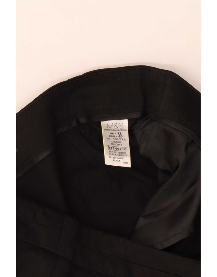 Marks & Spencer Dame Cropped Trousers UK 12 Medium W30 L23 Black Bomuld