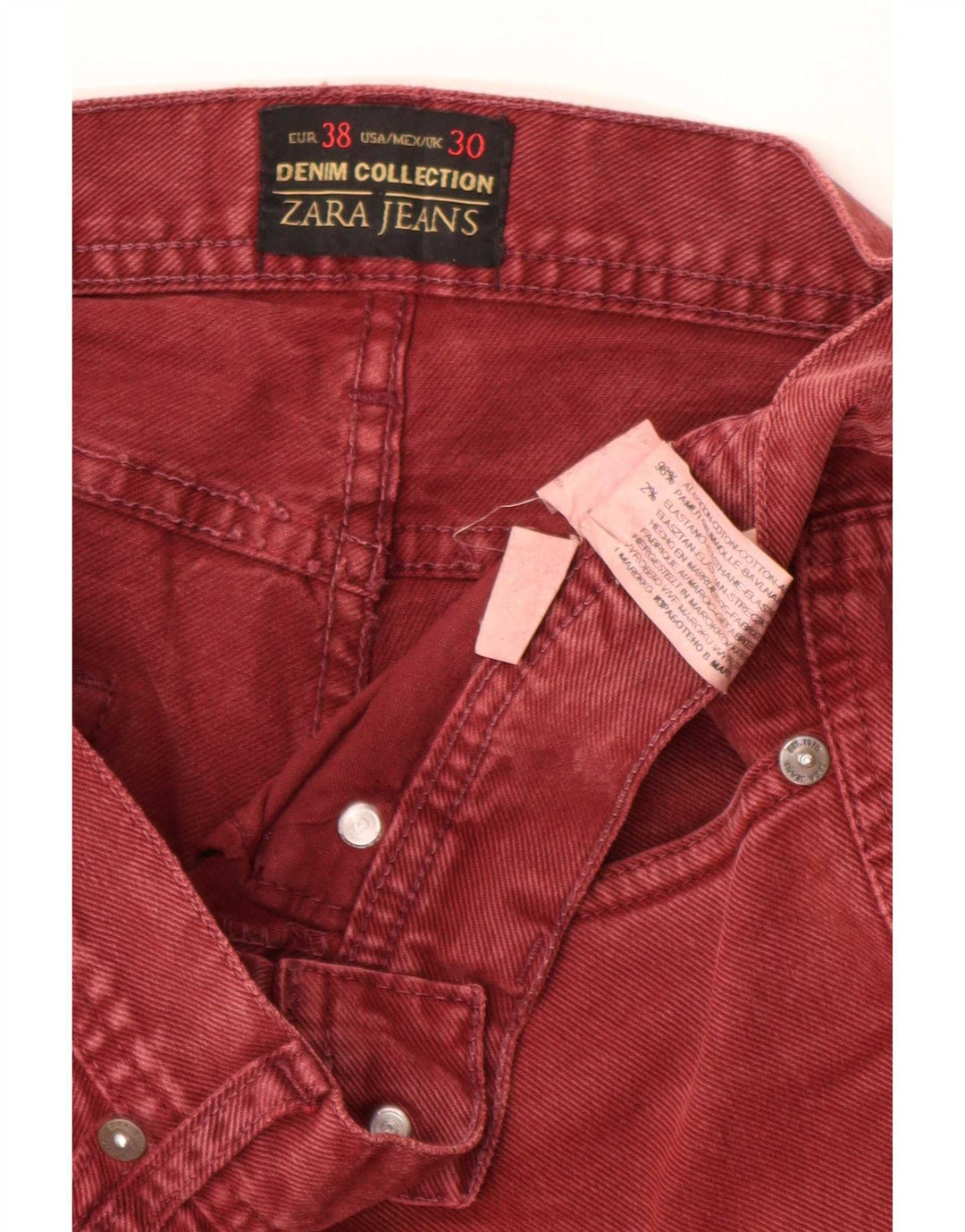 Zara Herre Slim Jeans EU 38 Small W30 L30 Rød Bomuld