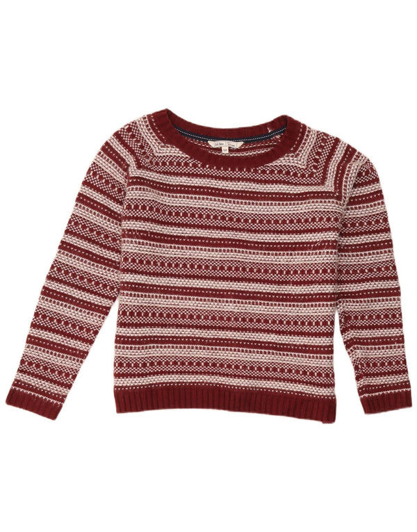 Fat Face Dame Boat Neck Jumper Sweater UK 12 Medium Burgundy Striped