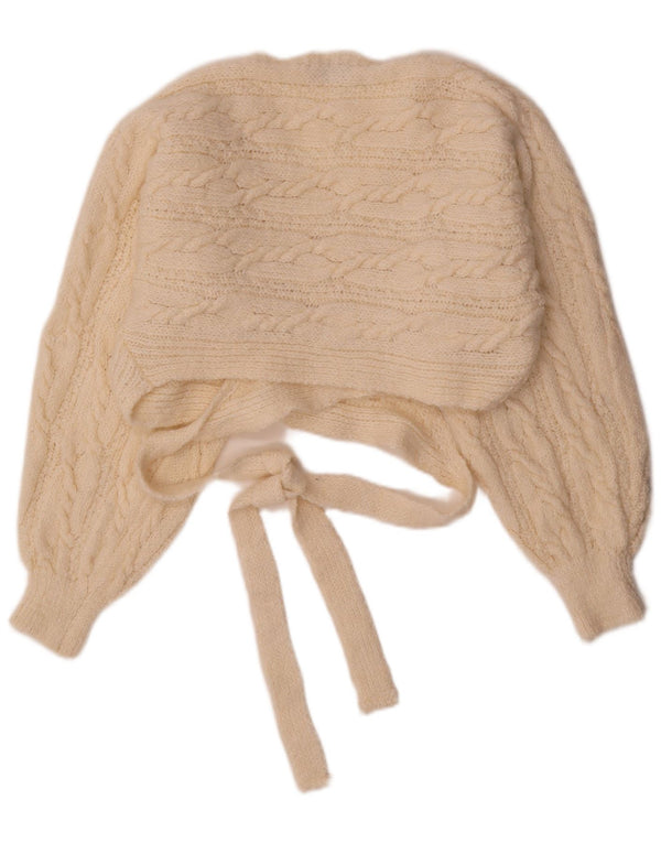 Zara Womens Crop Wrap Cardigan Sweater UK 14 Medium Beige Acryl