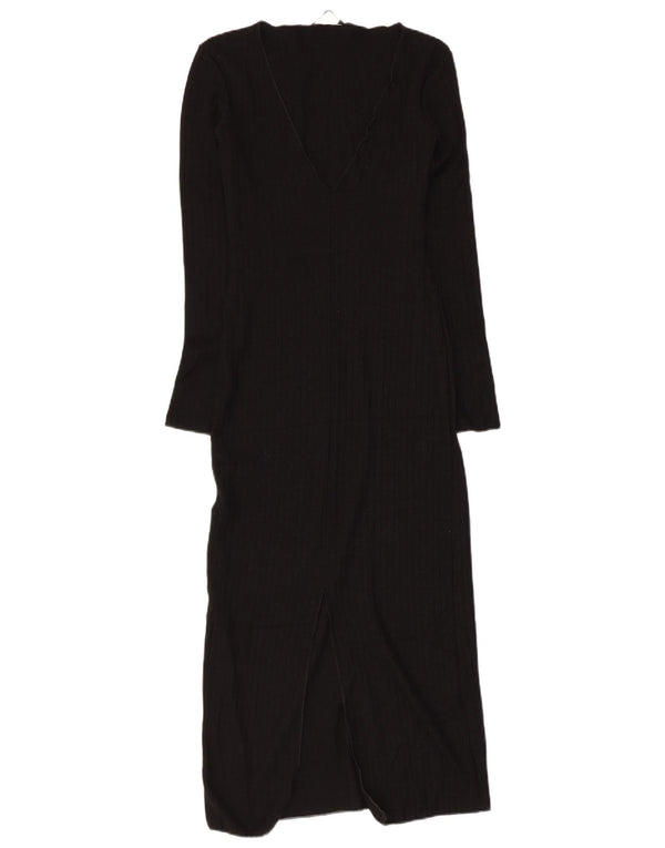 Zara Dame Langærmet Jumper Dress UK 8 Small Black Viscose