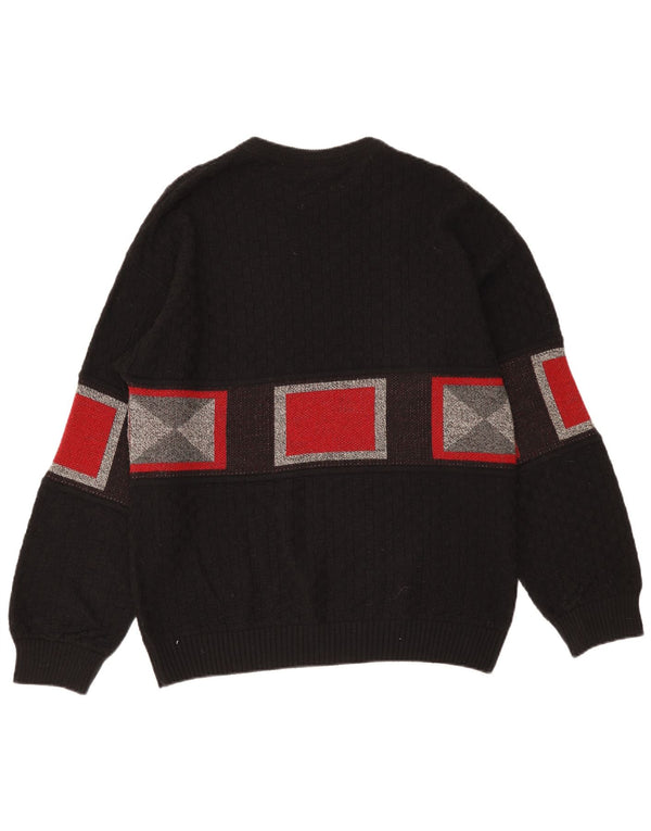 Enzio Emilio Herre Crew Neck Jumper Sweater XL Sort Geometrisk Polyacryl