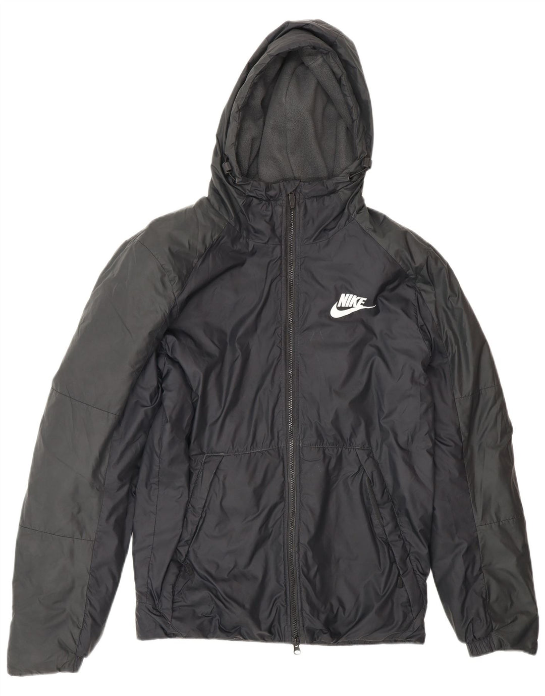Nike vindjakke med hætte til mænd UK 36 Lille sort polyester