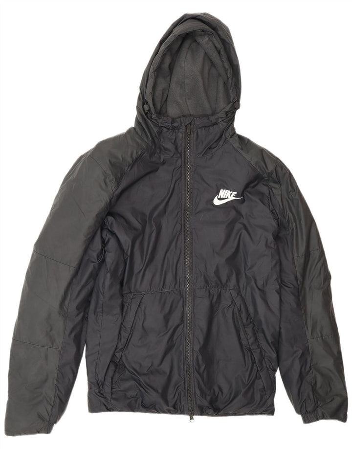 Nike vindjakke med hætte til mænd UK 36 Lille sort polyester