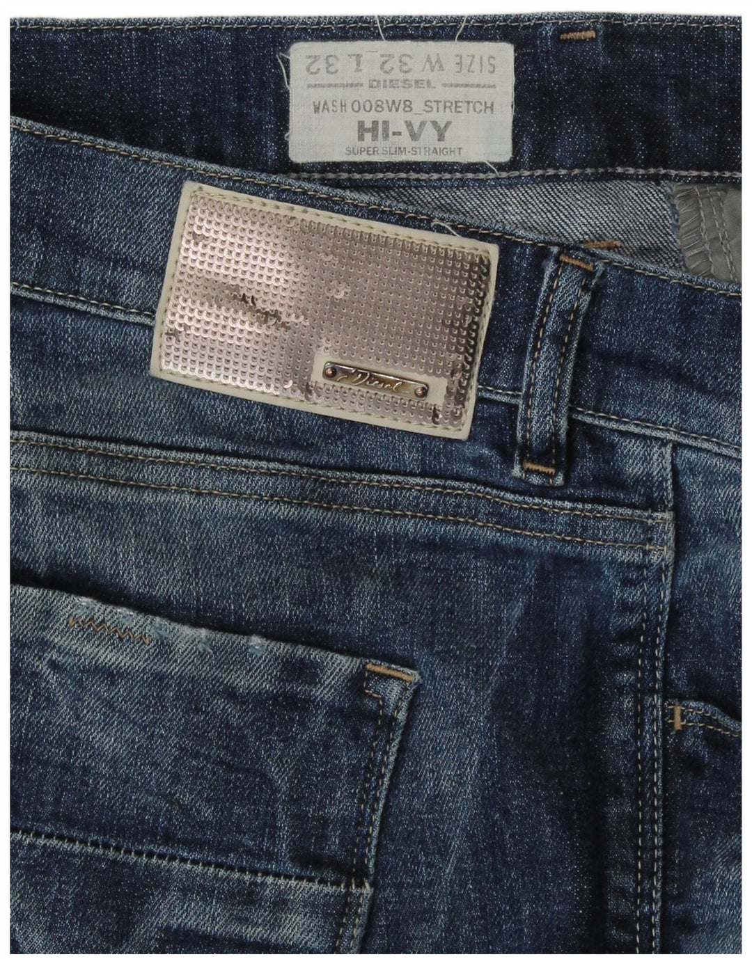 DIESEL Dame HI-VY Super Slim Straight Jeans W32 L29 Blå