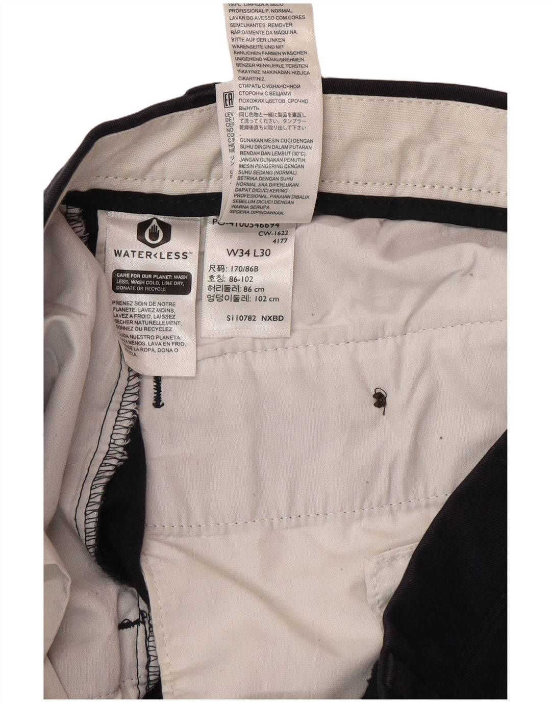 DOCKERS Herre Classic Fit Chino Bukser W34 L30 Marineblå Bomuld Classic