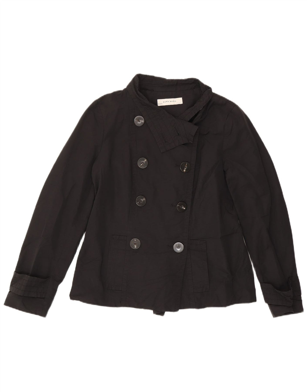 Zara Short Pea Coat til kvinder DK 18 XL Sort bomuld