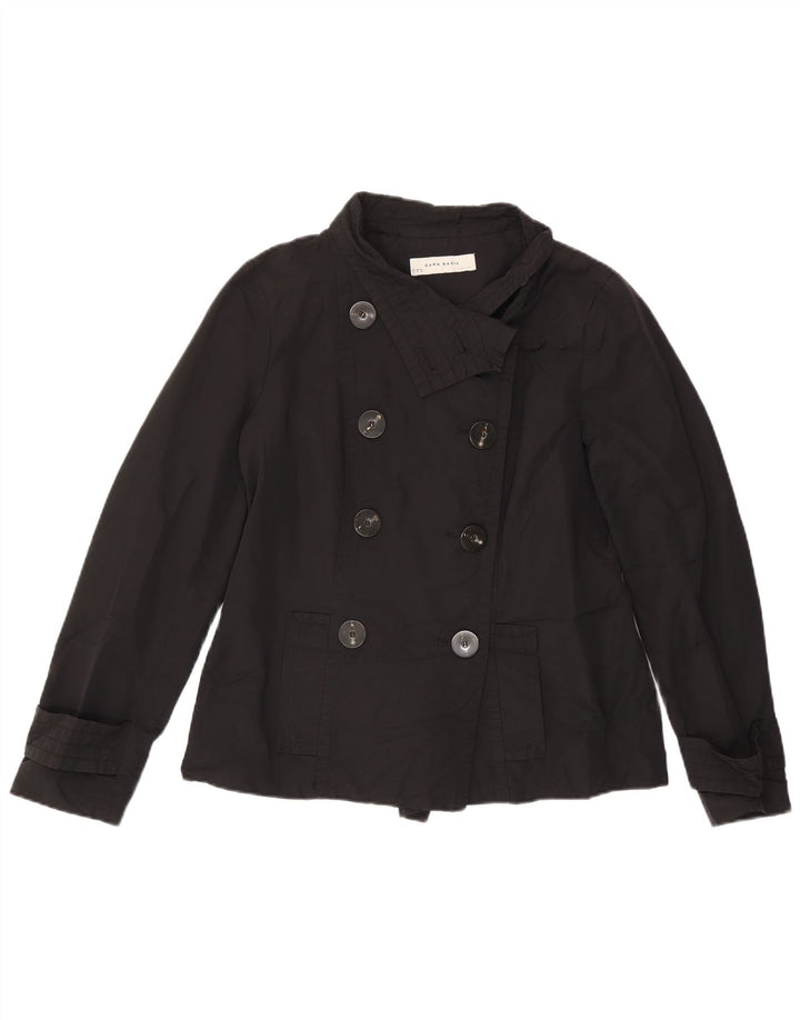 Zara Short Pea Coat til kvinder DK 18 XL Sort bomuld