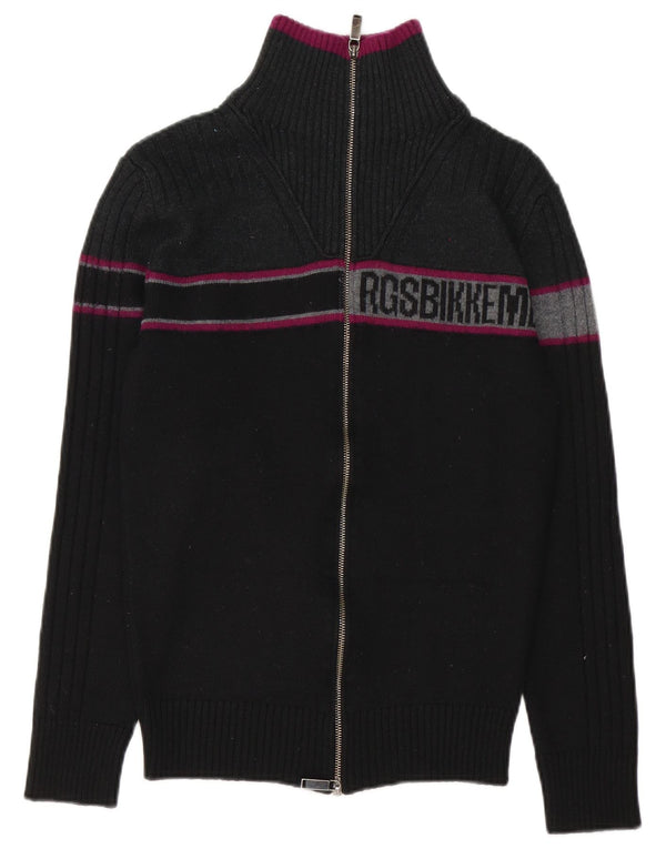 Bikkembergs Dame Grafisk Cardigan Sweater UK 14 Medium Sort Colourblock