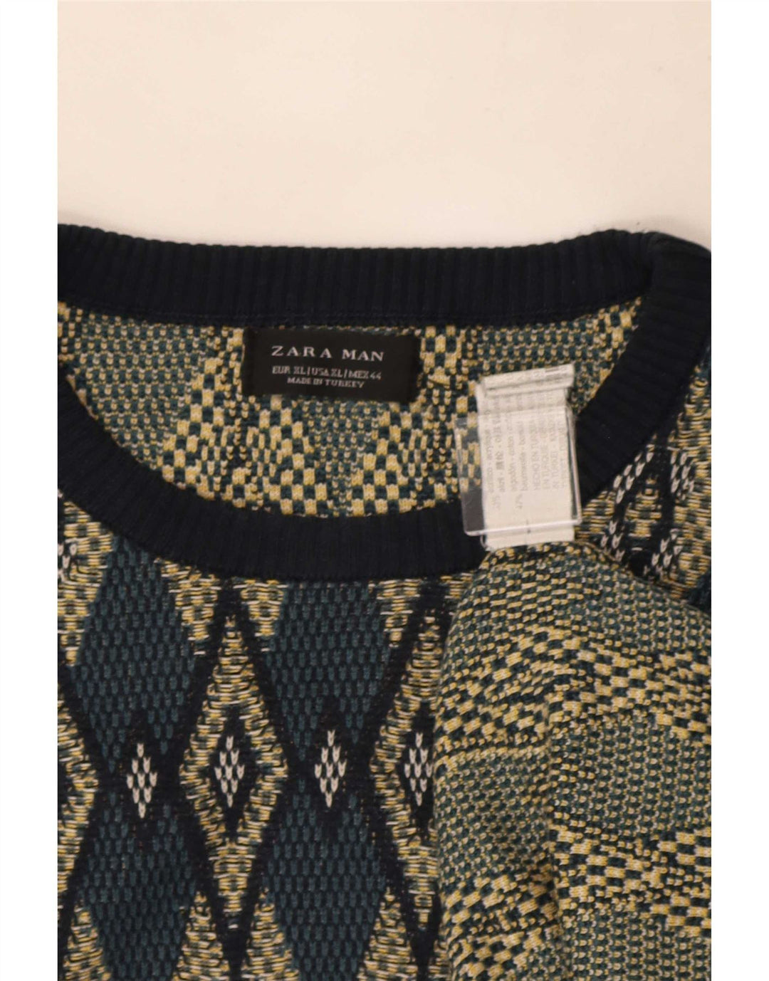 Zara Herre Crew Neck Jumper Sweater XL Flerfarvet Argyle/Diamond Akryl