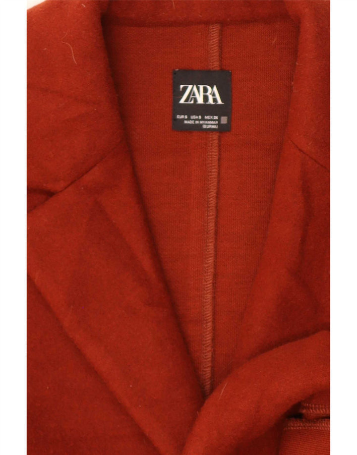 Zara Dame Overfrakke UK 10 Lille rødbrun bomuld