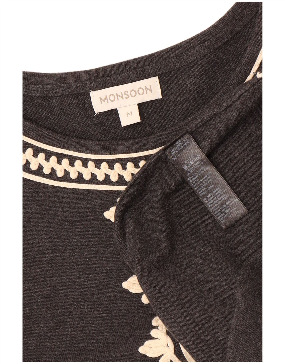 MONSOON Dame 3/4-ærmet Jumper Dress UK 12 Medium Grey Bomuld