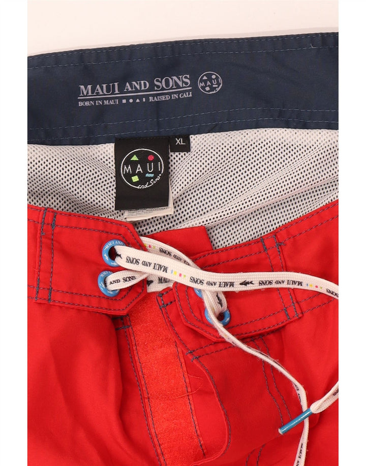Maui and Sons Badeshorts til mænd XL Rød Colourblock Polyester