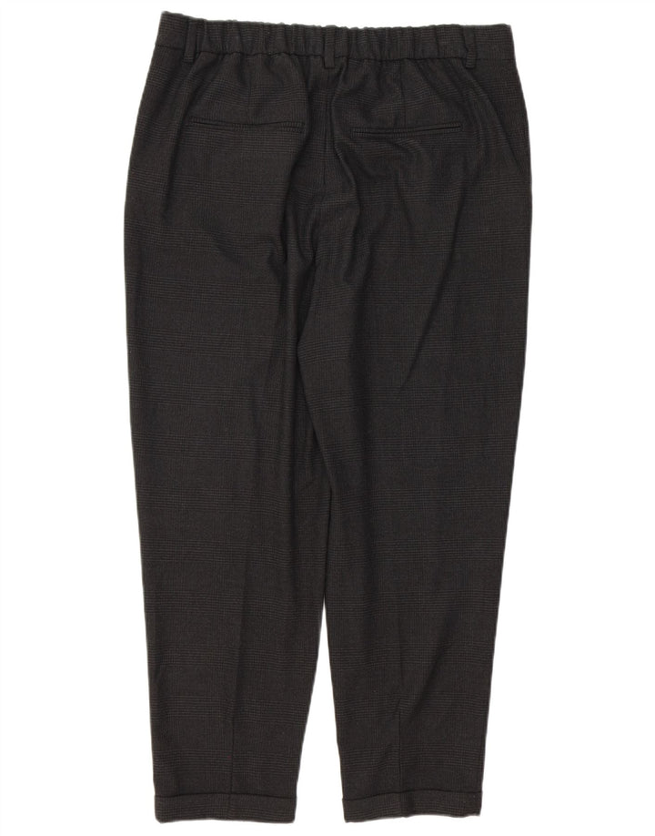 ZARA Womens Pegged Cropped Trousers Medium W36 L24 Black Check