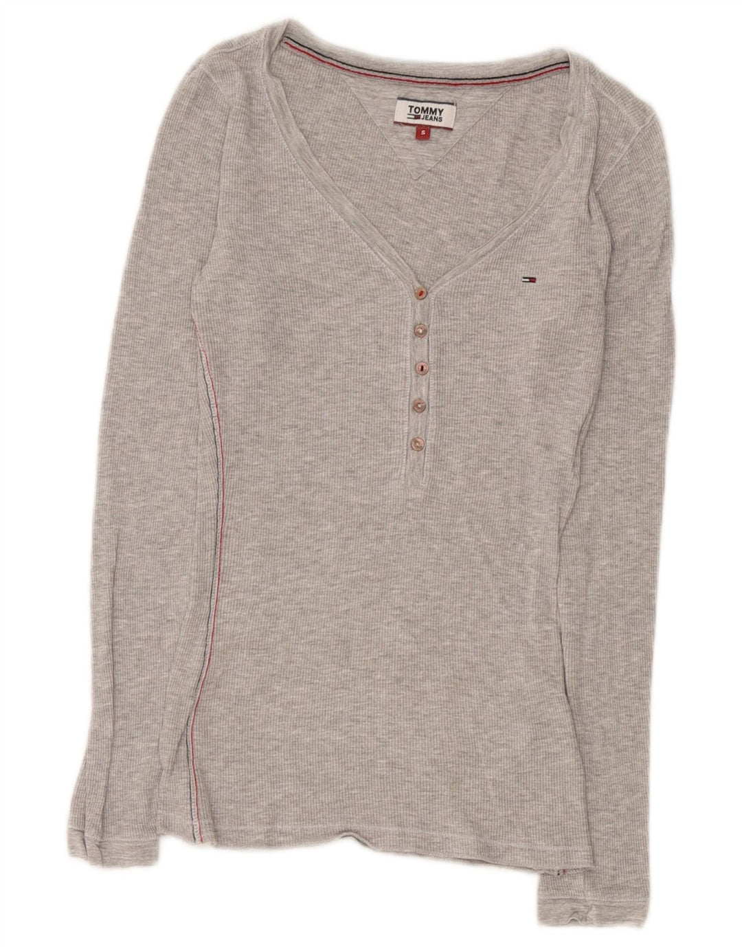 Tommy Hilfiger Dame Top Langærmet UK 8 Lille Grå Viscose