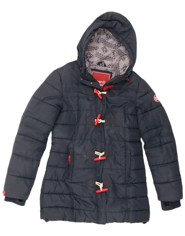 Superdry Polstret hættejakke til kvinder UK 14 Stor marineblå polyester