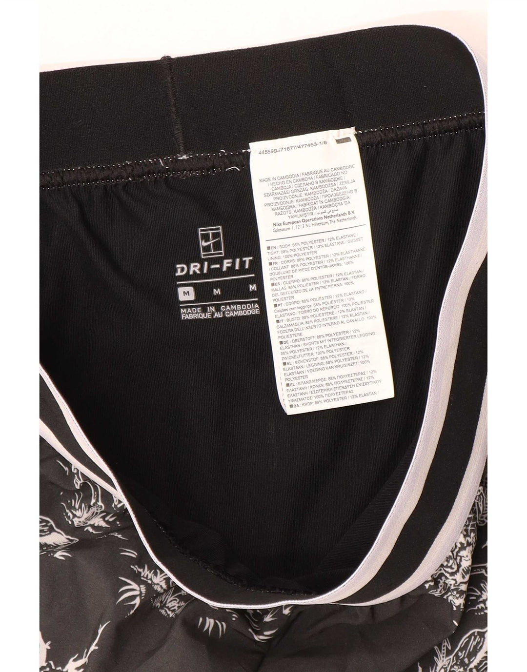 Nike Dame Dri Fit grafiske sportsshorts UK 14 Medium Sort Polyester