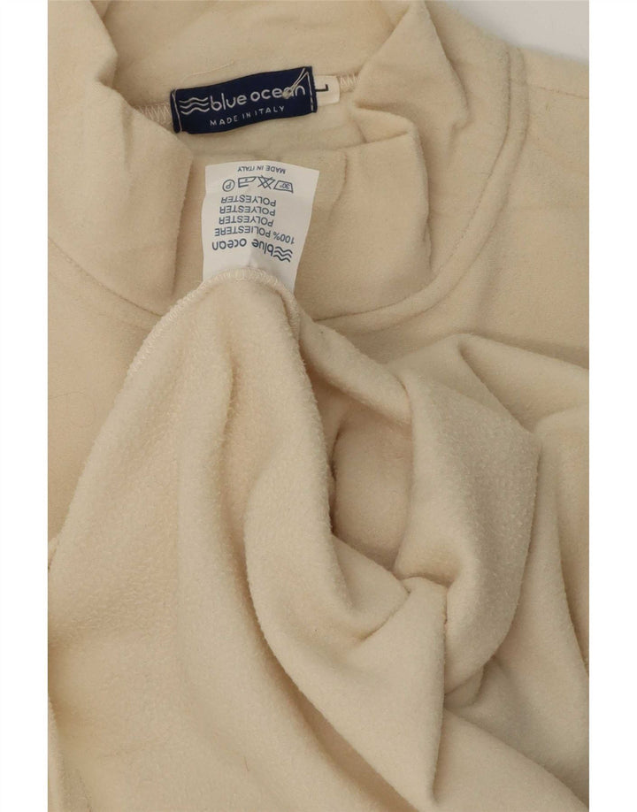 Vintage Herre Velour Zip Neck Sweatshirt Jumper Stor Beige Polyester