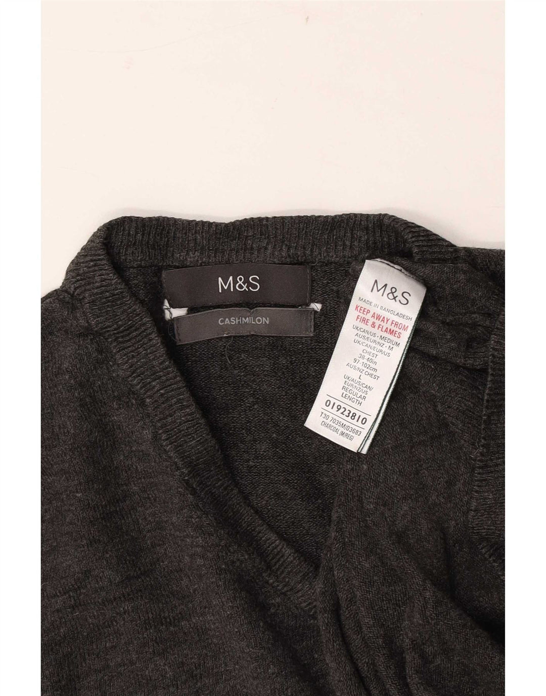 Marks & Spencer Herre V-hals sweater Stor Grå Akryl