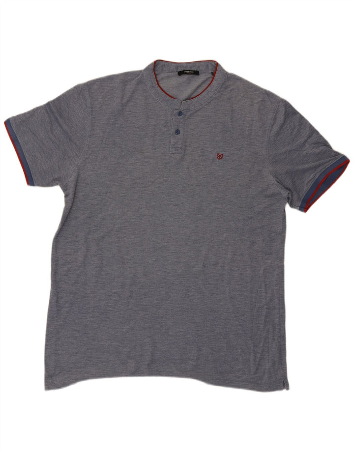 Jack & Jones Herre T-Shirt Top 2XL Navy Blue Flecked
