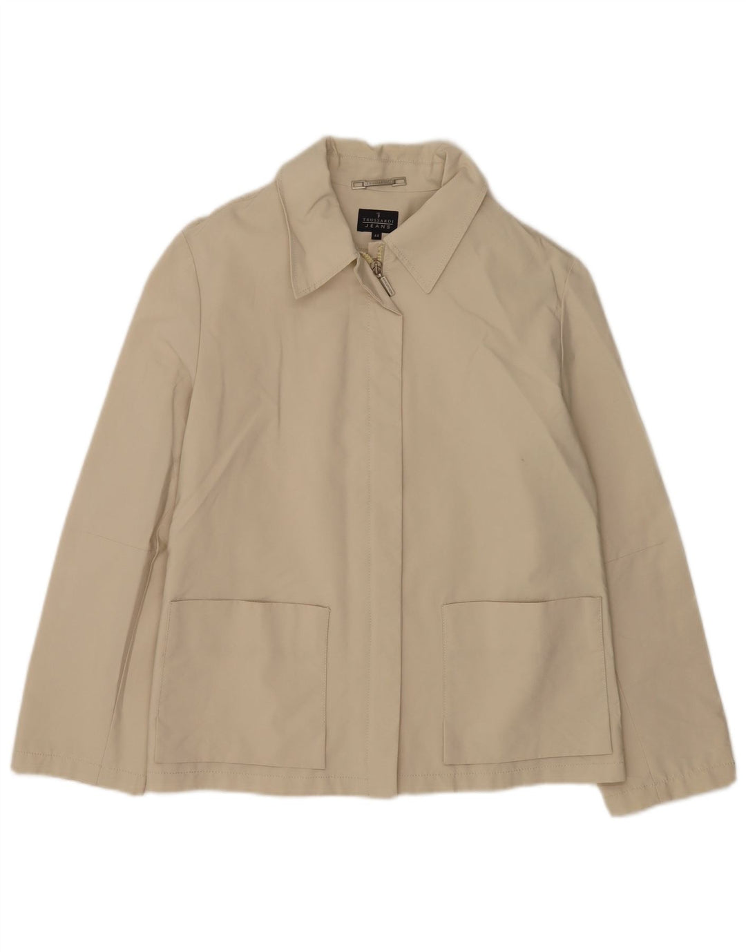 Trussardi Jeans Dame Bomber Jacket IT 44 Medium Beige Bomuld
