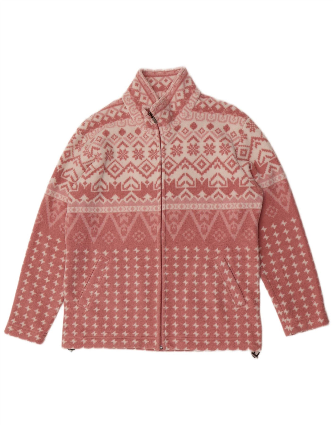 F.LLI Campagnolo Dame Fleecejakke UK 16 Stor Pink Geometrisk Polyester