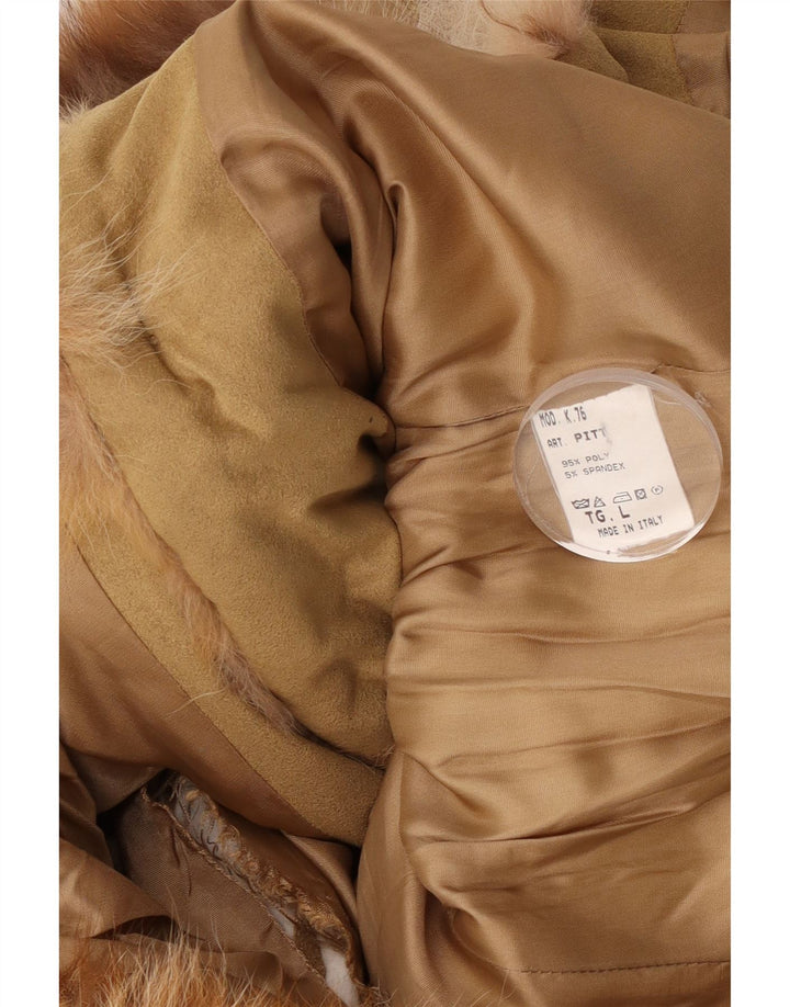 Vintage polstret hættejakke til kvinder UK 16 Stor beige polyester