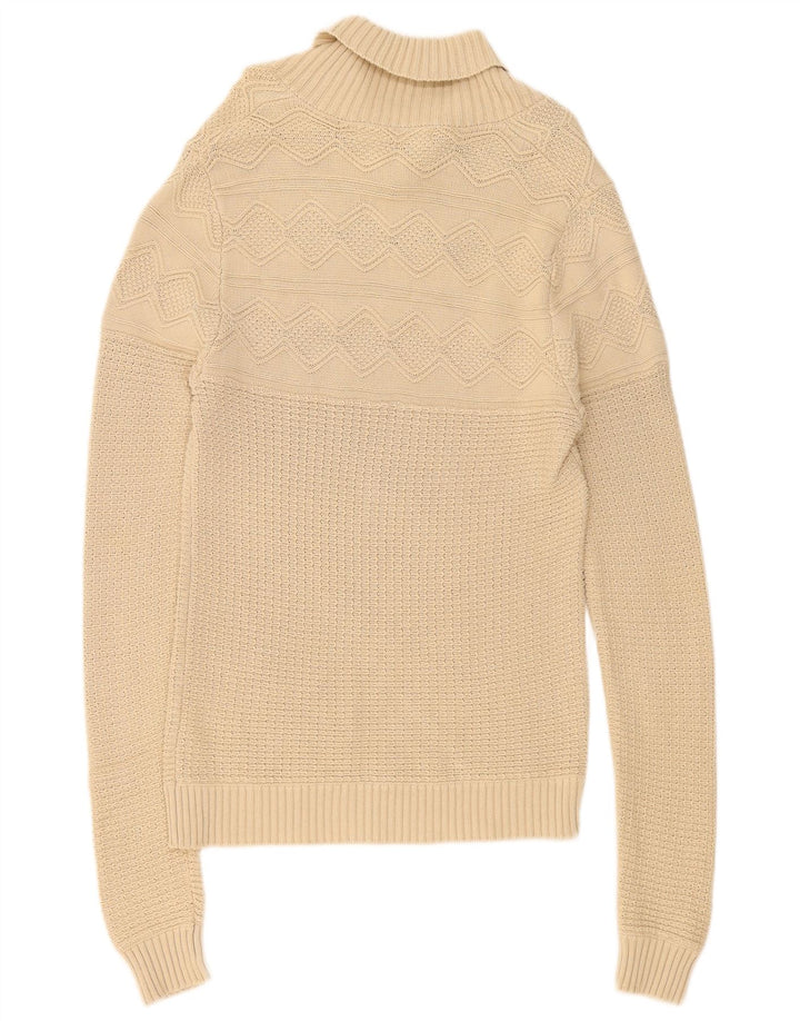 Zara Herre Shawl Neck Jumper Sweater Medium Beige