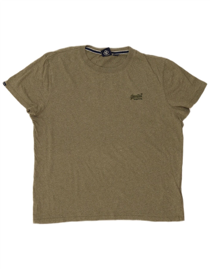 Superdry T-shirt top til mænd 2XL Khaki Flecked Bomuld
