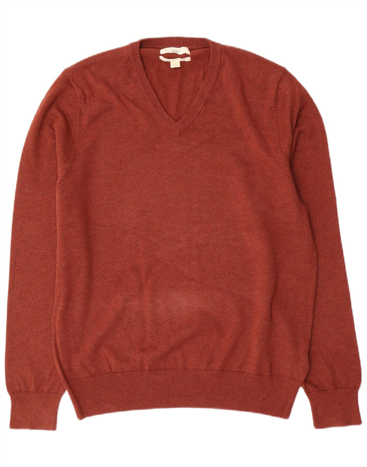 Marks & Spencer Herre V-hals sweater Medium rødbrun bomuld