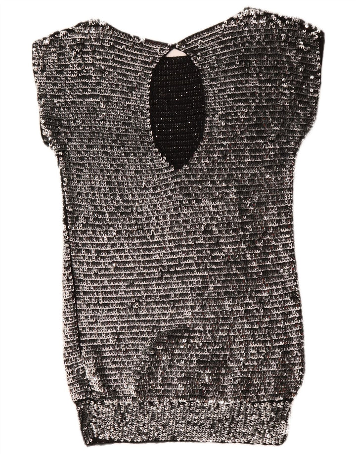 Mangano Dame Paillet Bodycon Kjole UK 14 Medium Sølvuld